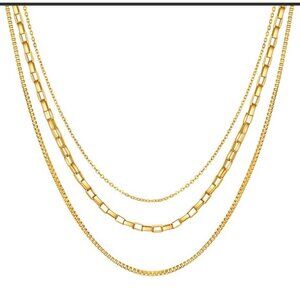 Necklace 3 Strands  18K Gold Plated Steel